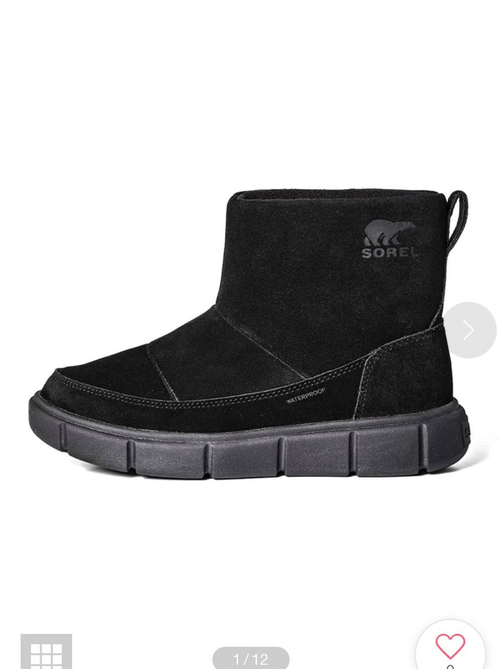 Womans 9.5 Sorel explorer III Black Suede Slip-On slip on